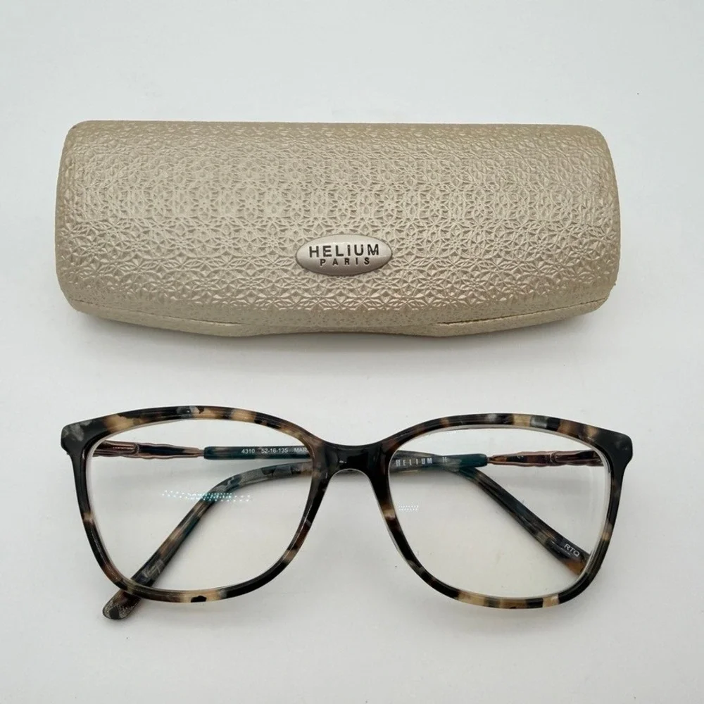 Helium Paris 4310 Marble Eyeglasses Frames 52-16-135 Case Rhinestone Temple